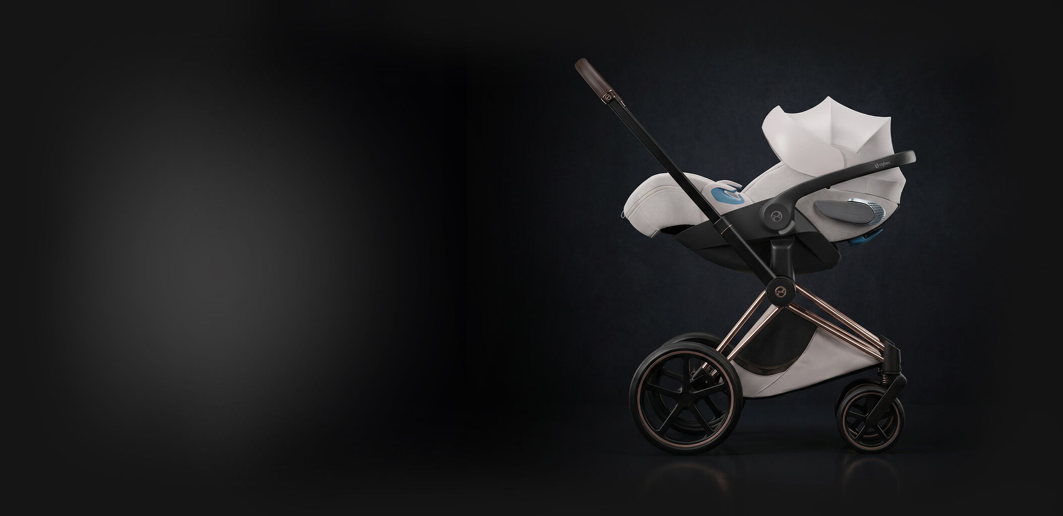 Product image of a Cloud T infant car seat added to a stroller frame, creating a travel system.