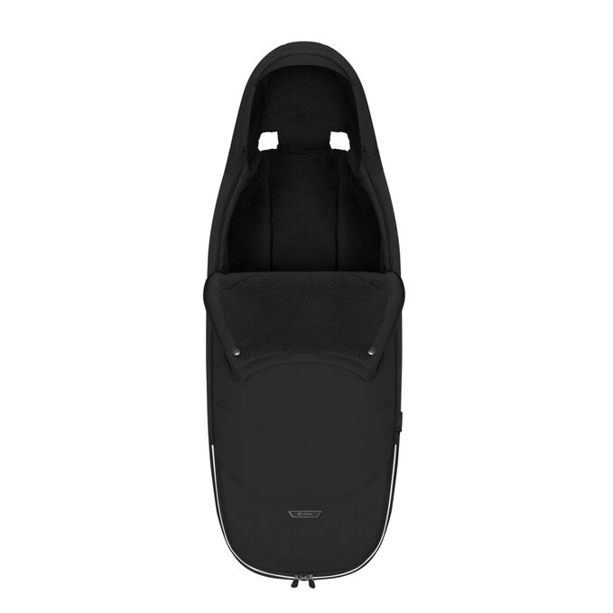 An image of the CYBEX Platinum Platinum Footmuff Accessories for Strollers, highlighting the Snap buttons feature.