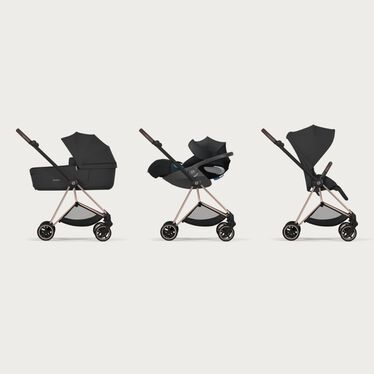 An image of the CYBEX Platinum Mios Stroller, highlighting the Travel System Ready feature.