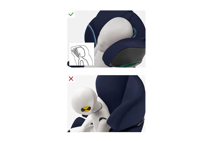 Immagine del CYBEX Gold Solution S i-Fix Child Car Seat che mette in risalto la caratteristica Evita che la testa cada in avanti.