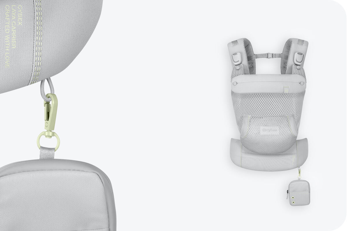 Laya baby carrier in Fog Grey.