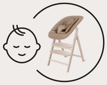 An image of the CYBEX Gold Click & Fold Adapter Set Accessories for Home, highlighting the From Birth feature.
