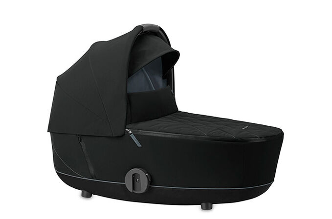 Obraz CYBEX Platinum Gondola Mios 2 Lux Stroller, podkreślający funkcję Budka przeciwsłoneczna z wbudowanym uchwytem do przenoszenia.