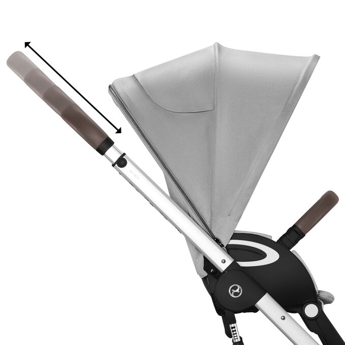 An image of the CYBEX Gold Talos S Lux Stroller, highlighting the One-hand Height-adjustable Handlebar feature.