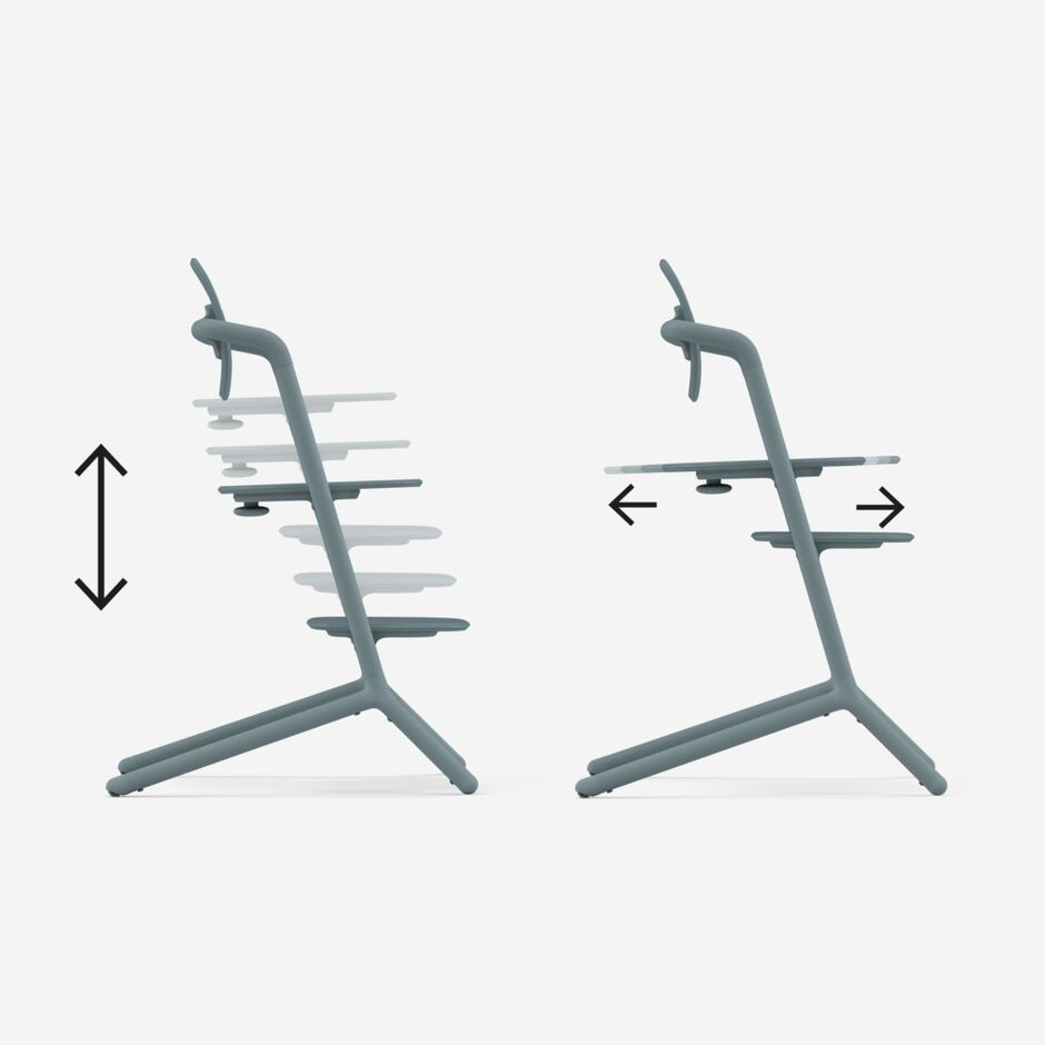 An image of the CYBEX Gold Lemo 4-in-1 Highchair, highlighting the Effortless adjustment feature.