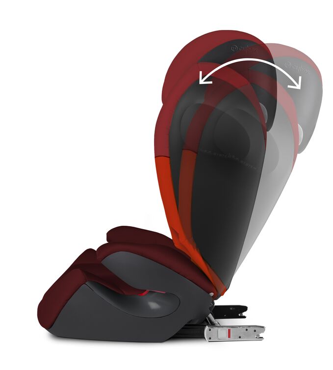 An image of the CYBEX Silver Pallas M-Fix SL Toddler Car Seat, highlighting the Reclining backrest feature.