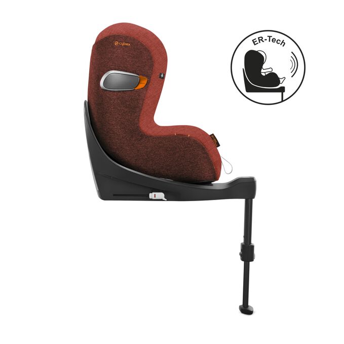 An image of the CYBEX Platinum Sirona Zi Toddler Car Seat, highlighting the Reduces Impact Forces in the Forward-facing Position feature.