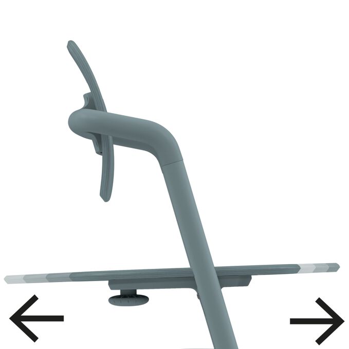 Ein Bild des CYBEX Gold Lemo 4-in-1 Highchair, das das Merkmal Individuelle Anpassung der Tiefe hervorhebt.