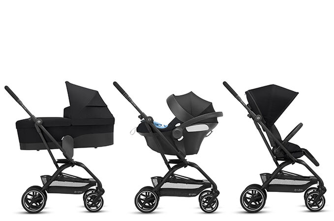 An image of the CYBEX Gold Eezy S Twist+2 Buggy, highlighting the 3-in-1 Travel System feature.