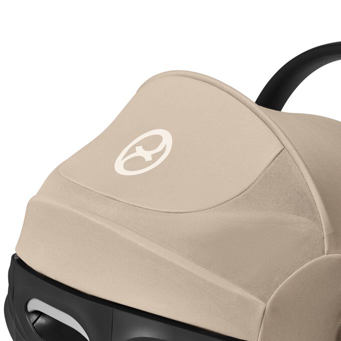 An image of the CYBEX Gold Cloud G Pro with Load Leg Base Infant Car Seat, highlighting the Sun Canopy feature.