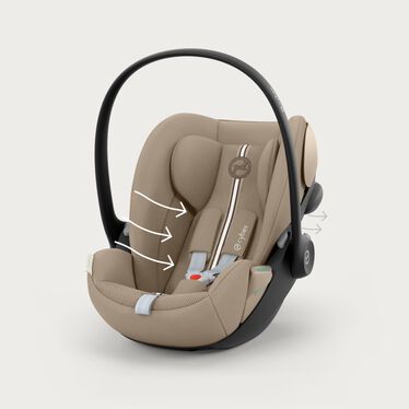 An image of the CYBEX Gold Cloud G i-Size Infant Car Seat, highlighting the Optimal breathability feature.