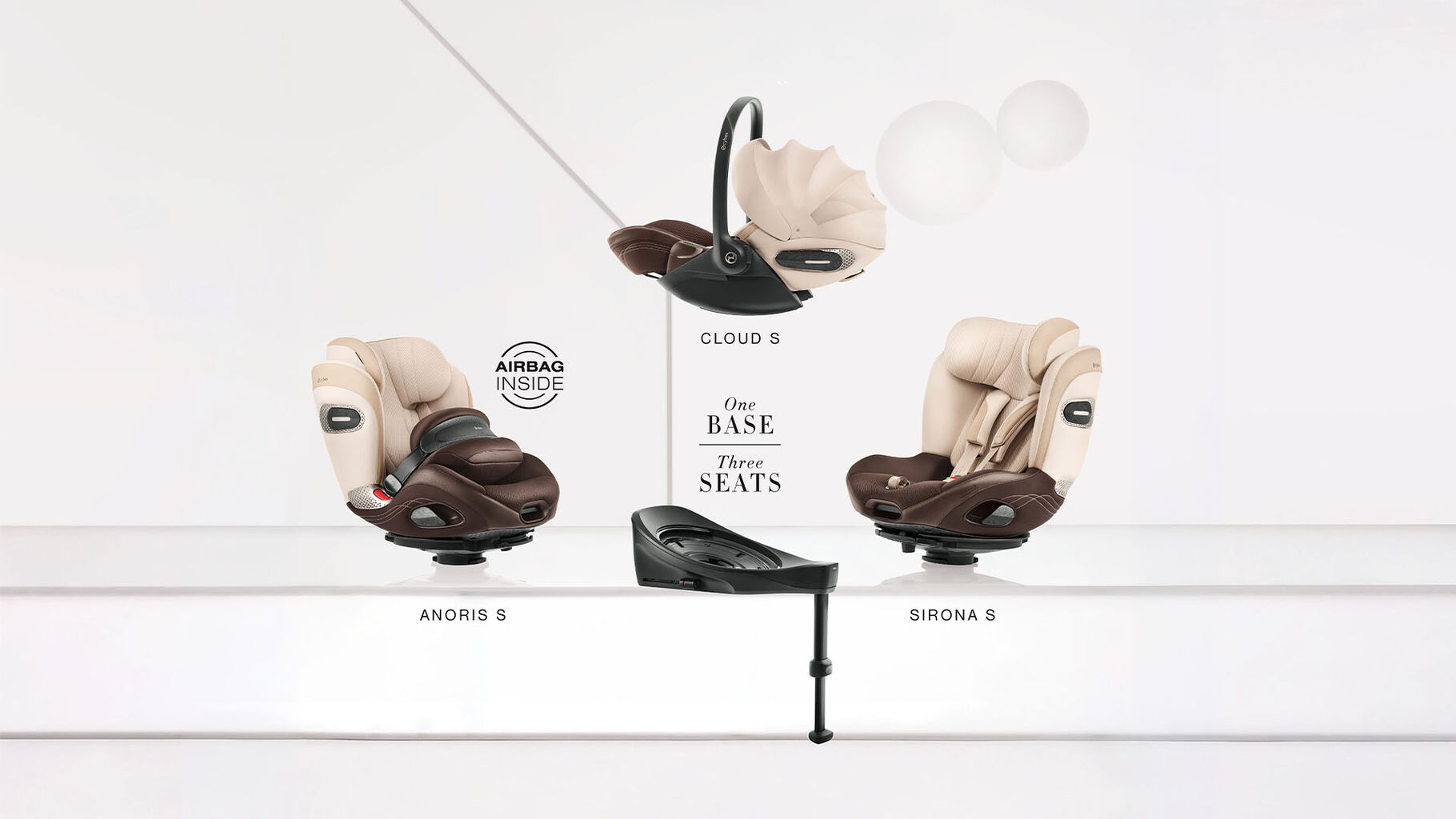 Family asset of the Modular S Line with the Anoris S, Cloud S, Sirona S and Base S.