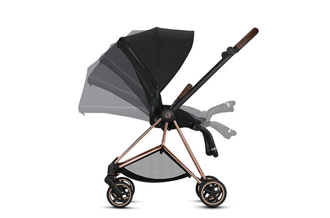 An image of the CYBEX Platinum Mios 2  Jeremy Scott - Wings Stroller, highlighting the Recline function feature.