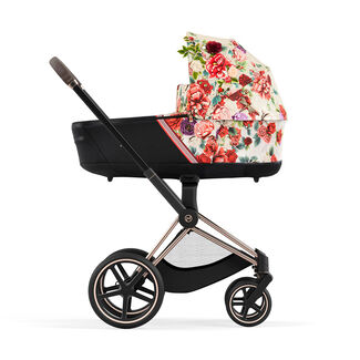 CYBEX Platinum Spring Blossom Collection Priam Lux Carry Cot shown on Priam Frame - Light 