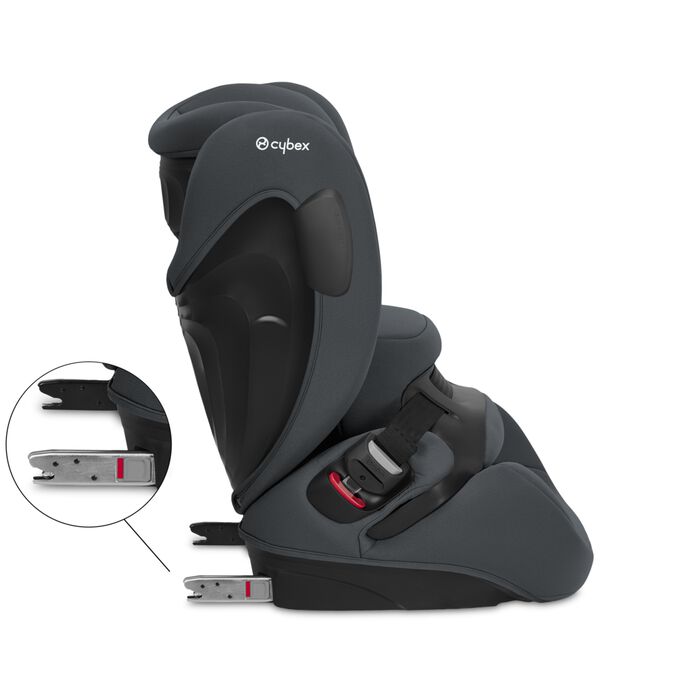 Ein Bild des CYBEX Silver Pallas B3 i-Size Toddler Car Seat, das das Merkmal Passt perfekt ins Auto hervorhebt.