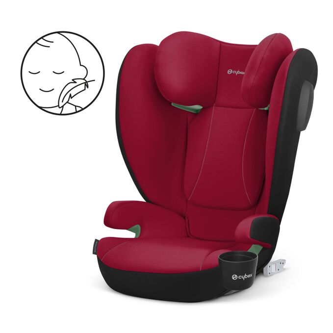 Ein Bild des CYBEX Silver Solution B4 i-Fix Child Car Seat, das das Merkmal Unbedenklich für die Haut Ihres Kindes hervorhebt.