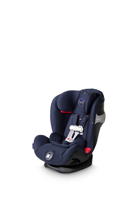 Dark blue child car seat with safety harnesses, featured during Black Week.