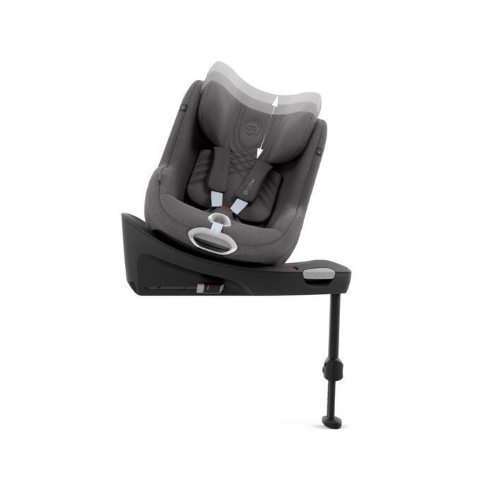 Ein Bild des CYBEX Platinum Sirona Ti Toddler Car Seat, das das Merkmal Wächst mit dem Kind hervorhebt.