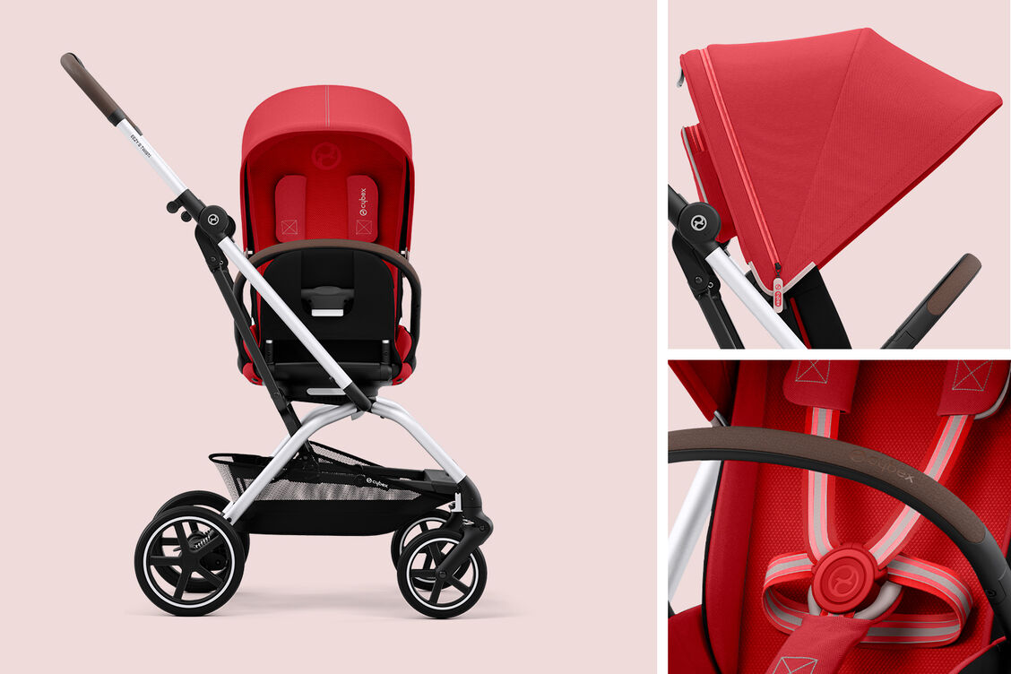 CYBEX Gold Eezy S Twist+2 Pushchair Hibiscus Red on Silver Frame