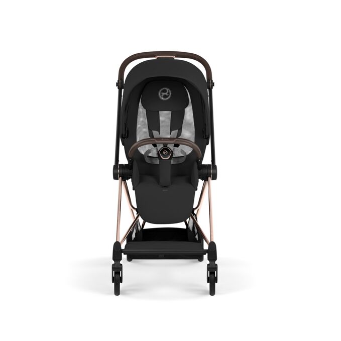 Afbeelding van de CYBEX Platinum Mios Stroller, met de nadruk op de functie Breathable Mesh Backrest.