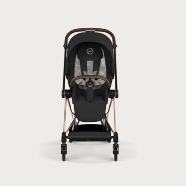 An image of the CYBEX Platinum Mios Stroller, highlighting the Breathable Mesh Backrest feature.
