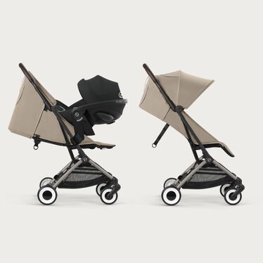 An image of the CYBEX Gold Orfeo Buggy, highlighting the Travel System Ready feature.