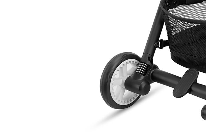 An image of the CYBEX Gold Eezy S Twist 2 Buggy, highlighting the 4-Wheel Suspension feature.