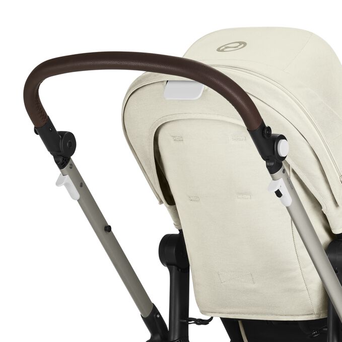 An image of the CYBEX Gold Eos Lux Stroller, highlighting the Adjustable Handlebar feature.