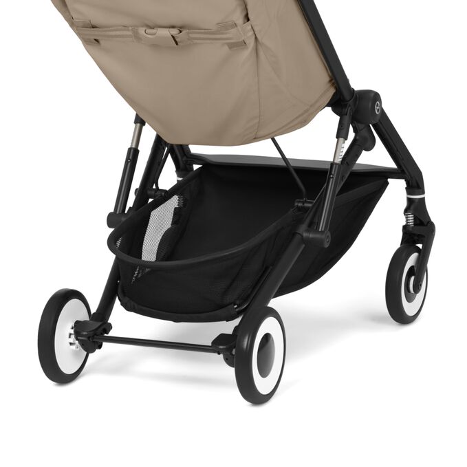 An image of the CYBEX Gold Agis Stroller, highlighting the Large Shopping Basket feature.