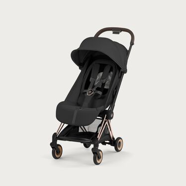 An image of the CYBEX Platinum Coya - Style Collection Buggy, highlighting the Breathable Mesh Backrest feature.