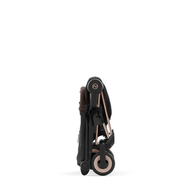 An image of the CYBEX Platinum Coya Car Seat Adapters Accessories for Strollers, highlighting the Folds with Adapters Attached feature.