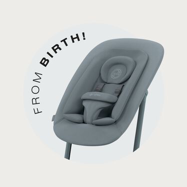 An image of the CYBEX Gold Lemo 3-in-1 Highchair, highlighting the Newborn freedom feature.