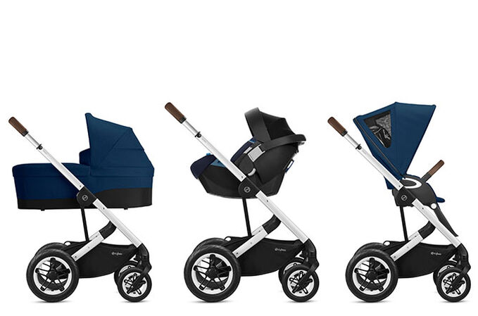 An image of the CYBEX Gold Talos S Lux Stroller, highlighting the Travel System feature.