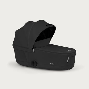 An image of the CYBEX Platinum Priam Stroller, highlighting the Luxurious Fold Lux Carry Cot feature.