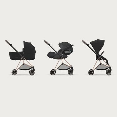 An image of the CYBEX Platinum Mios Seat Pack Stroller, highlighting the Travel System Ready feature.