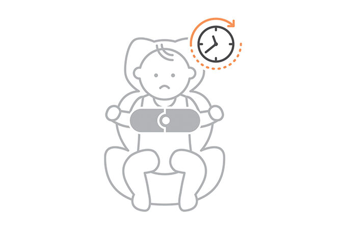 An image of the CYBEX Platinum SensorSafe Infant Safety Kit Accessories for Car Seats, highlighting the Take a break notification feature.