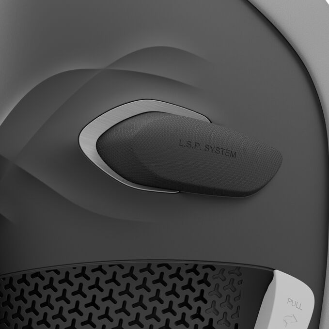 An image of the CYBEX Gold Callisto G 360 Select Child Car Seat, highlighting the Linear Side Impact Protection feature.