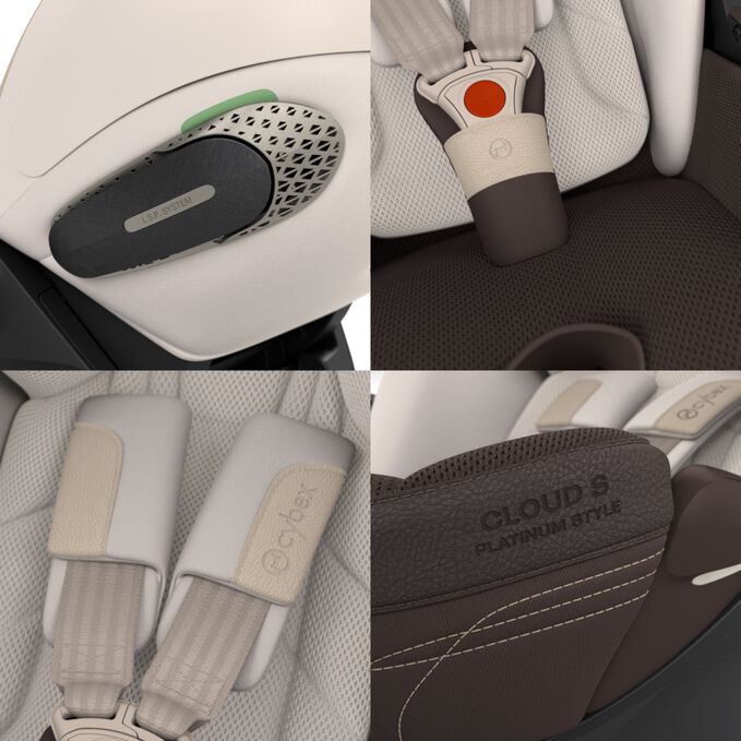 En bild av CYBEX Platinum Cloud S Infant Car Seat som lyfter fram funktionen Lyxig design f&ouml;r dig och ditt barn.