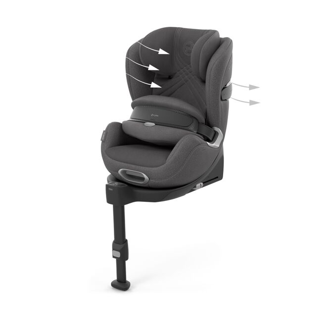 Afbeelding van de CYBEX Platinum Anoris T2 i-Size Toddler Car Seat, met de nadruk op de functie Ademt tot wel zes keer beter..