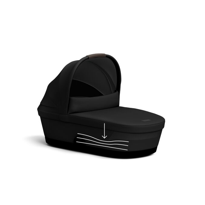 An image of the CYBEX Gold Melio Cot Stroller, highlighting the Soft Foam Mattress feature.