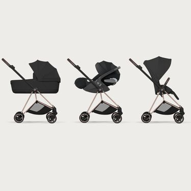 An image of the CYBEX Platinum Mios Frame - Style Collection Stroller, highlighting the Travel System Ready feature.