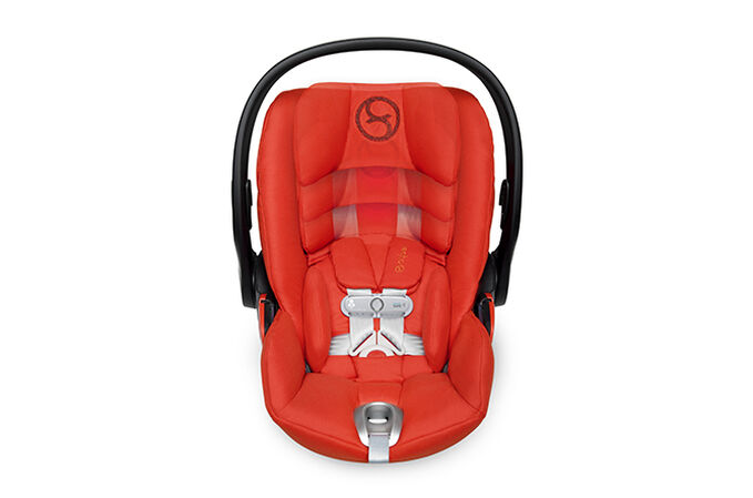 An image of the CYBEX Platinum Cloud Q with Base Infant Car Seat, highlighting the 11-Position Height-adjustable Headrest feature.