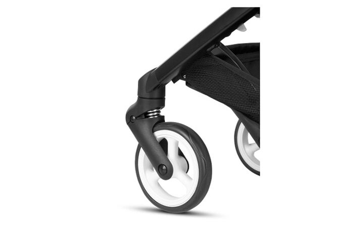 An image of the CYBEX Gold Libelle Buggy, highlighting the Smooth Front-Wheel Suspension feature.
