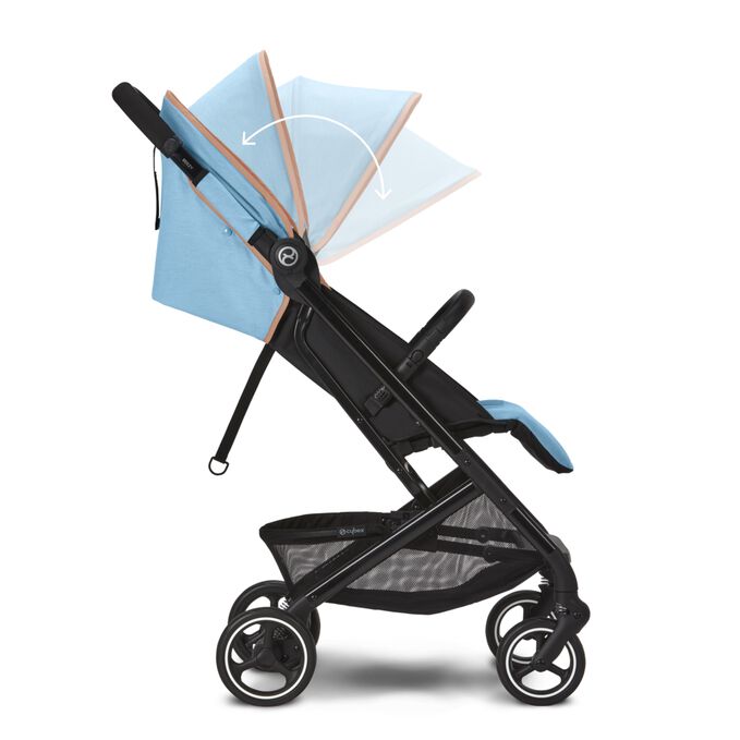 An image of the CYBEX Gold Beezy 2022 Buggy, highlighting the XL UPF50+ Sun Canopy feature.