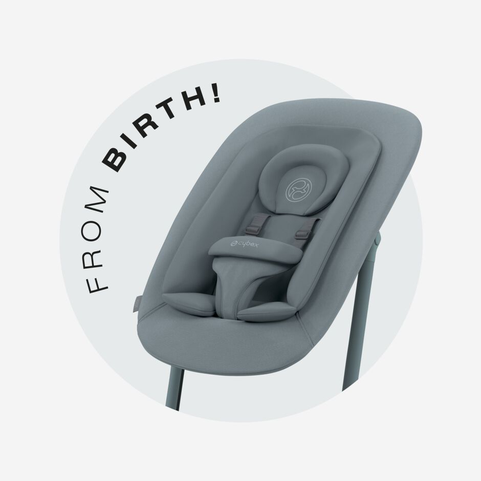 An image of the CYBEX Gold Lemo 4-in-1 Highchair, highlighting the Newborn freedom feature.