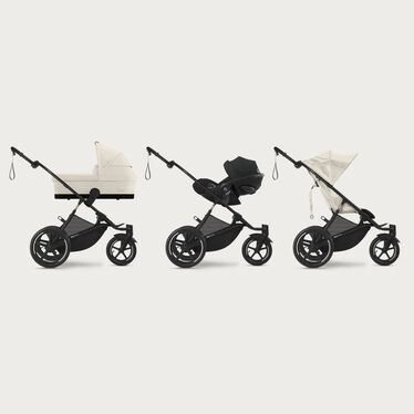 An image of the CYBEX Gold Avi Spin Stroller, highlighting the Travel System Ready feature.