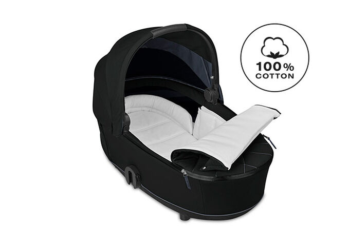 Obraz CYBEX Platinum Gondola Mios 2 Lux Stroller, podkreślający funkcję Oddychający materac.