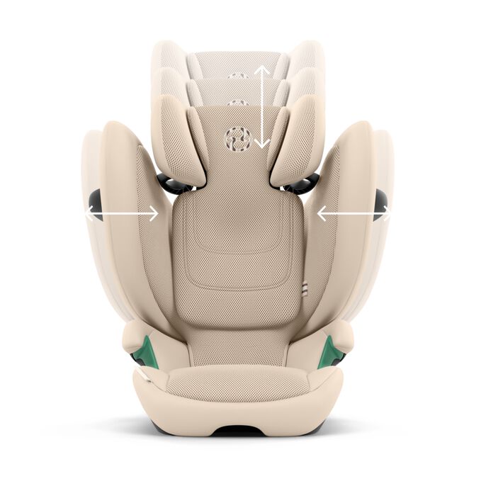An image of the CYBEX Gold Solution G2 Child Car Seat, highlighting the The Perfect Fit for Every Age feature.