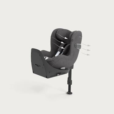 An image of the CYBEX Platinum Sirona T i-Size Toddler Car Seat, highlighting the Optimal breathability feature.