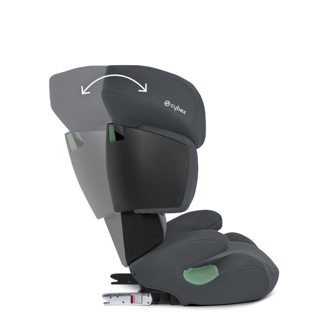 Ein Bild des CYBEX Silver Solution X i-Fix Child Car Seat, das das Merkmal Passt sich ideal der Fahrzeugbank an hervorhebt.